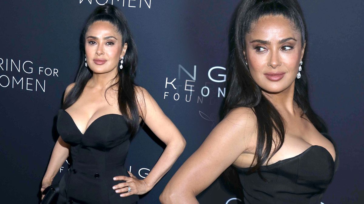 Šaty, které téměř neunesly tíhu jejích ňader. Salma Hayek ukázala postavu bohyně