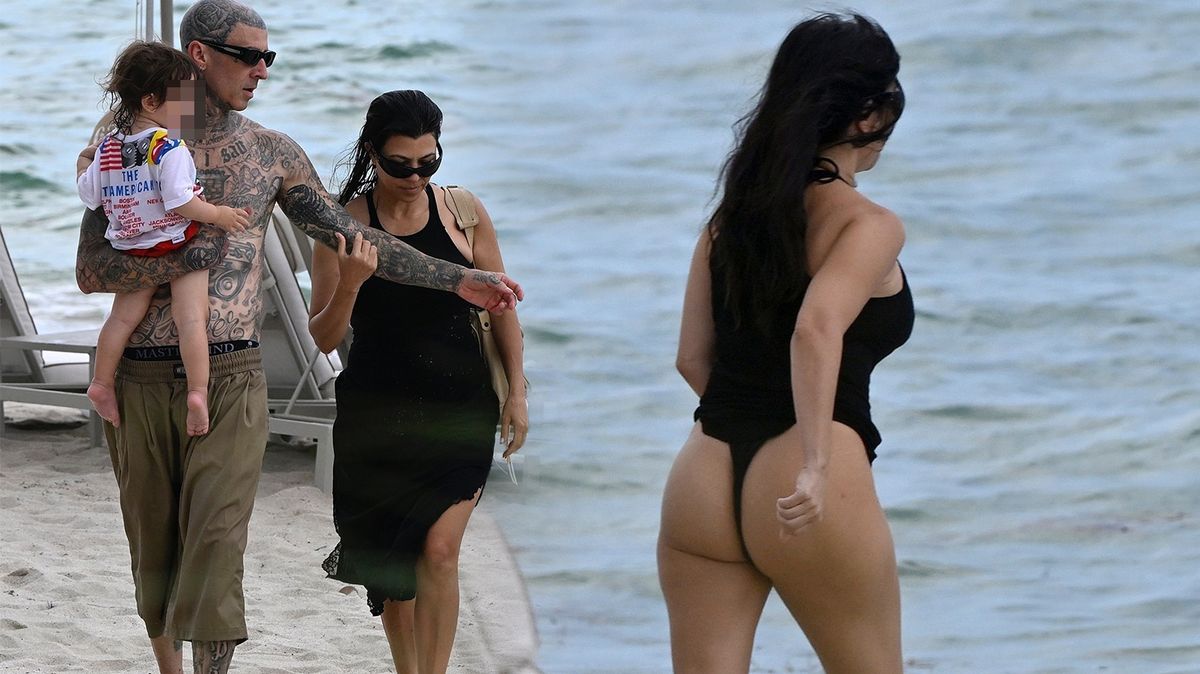 Kourtney Kardashian překvapila koupačkou v tangách: Její od hlavy k patě tetovaný bubeník je dokonalý táta i manžel